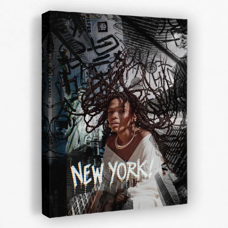 Modern black abstract wall art for contrast-New York Chaos