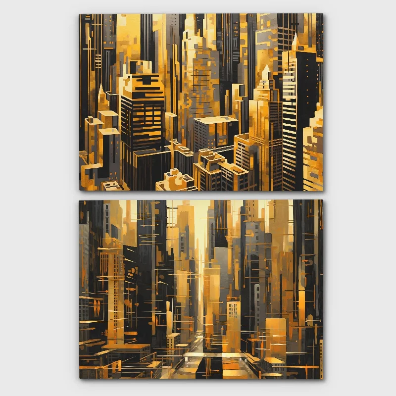 Luxury gold animal wall art for glamour-New York City Landscapes (2) Set