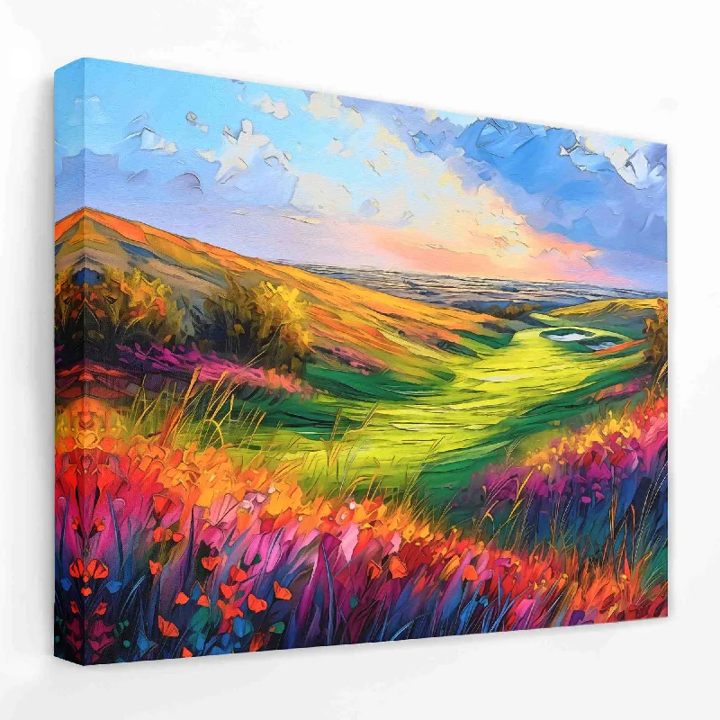 Hand-painted landscape abstract wall art for art-Ocean Golf Course