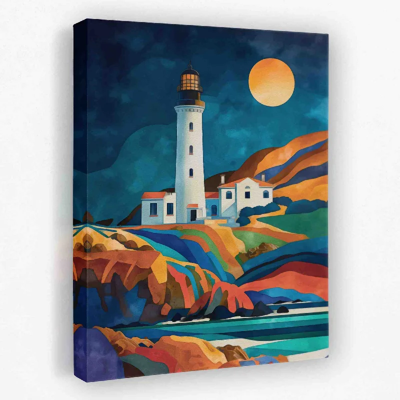 Small geometric wall art for desk space-Oregon Lighthouse