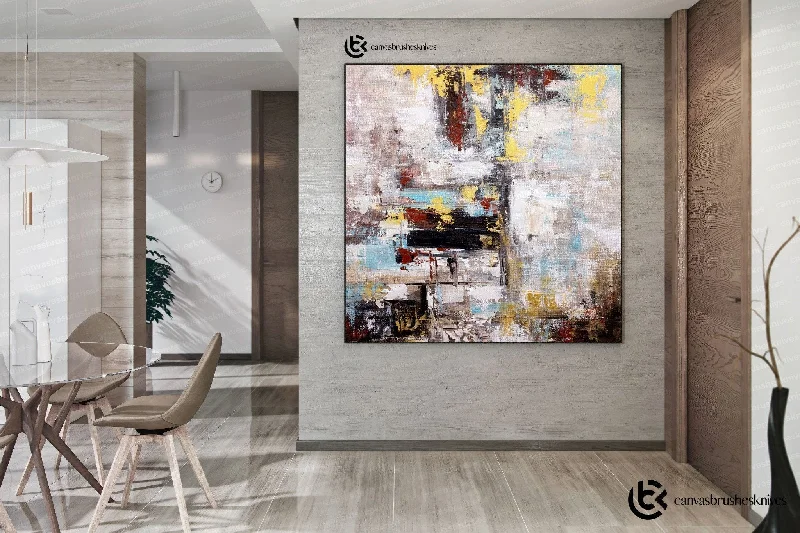 Modern colorful wall art for bold decor-Original Abstract Painting Farmhouse Decor Modern Wall Art Fp035