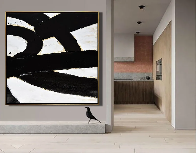 Minimalist black animal wall art for sleek-Original Art Abstract Painting Contemporary Art Hand-painted Yp066