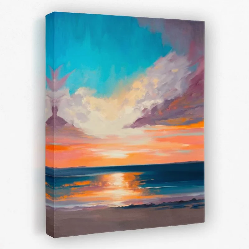 Rustic wooden abstract canvas wall art for style-Pastel Sunset