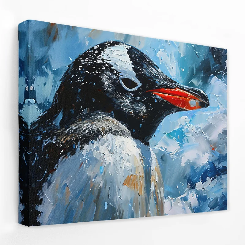 Nature themed abstract floral wall art for peace-Penguin Portrait