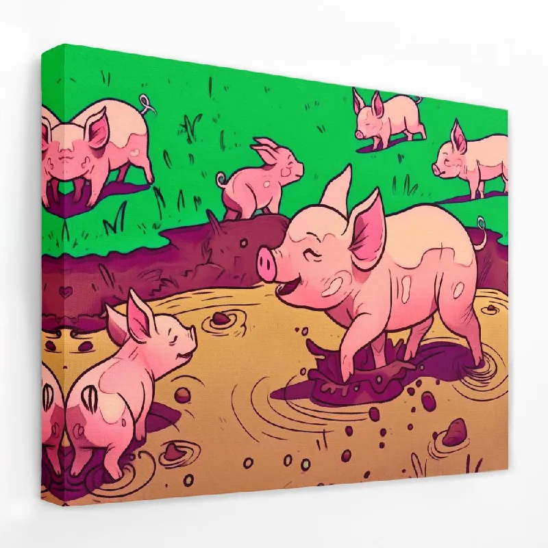 Custom abstract wall art for personal touch-Pigs in the Mud