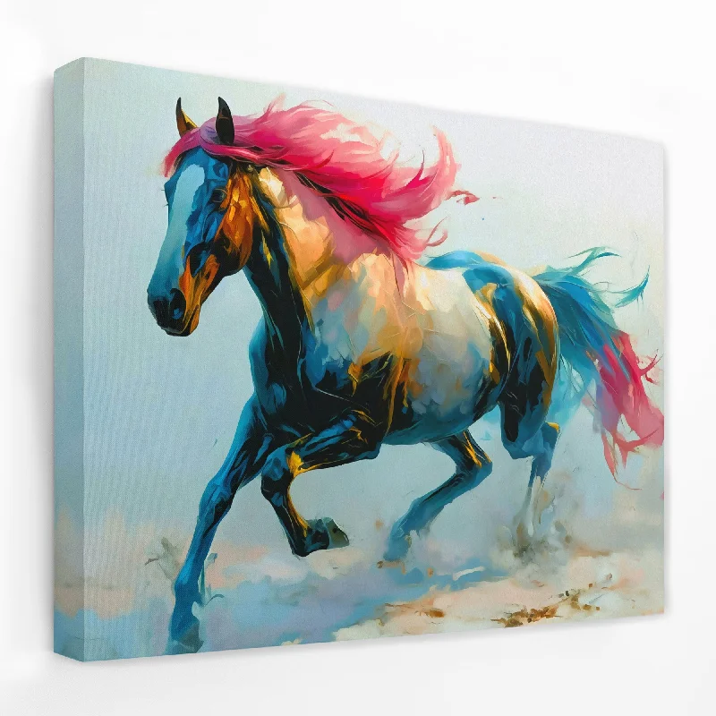 Custom watercolor floral wall art for art-Pink Haired Stallion