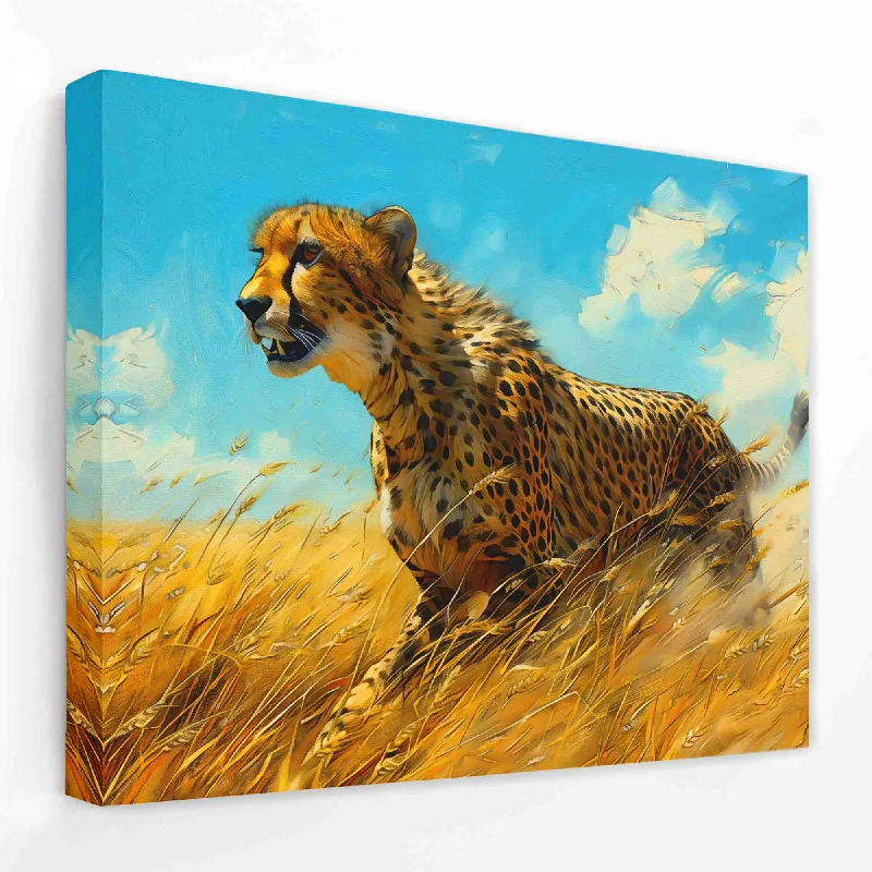 Small geometric animal wall art for subtlety-Prairie Cheetah