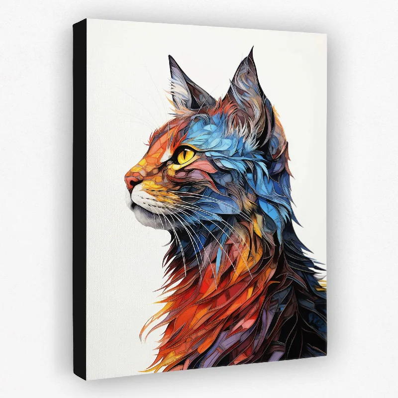 Abstract canvas wall art for living room-Rainbow Cat