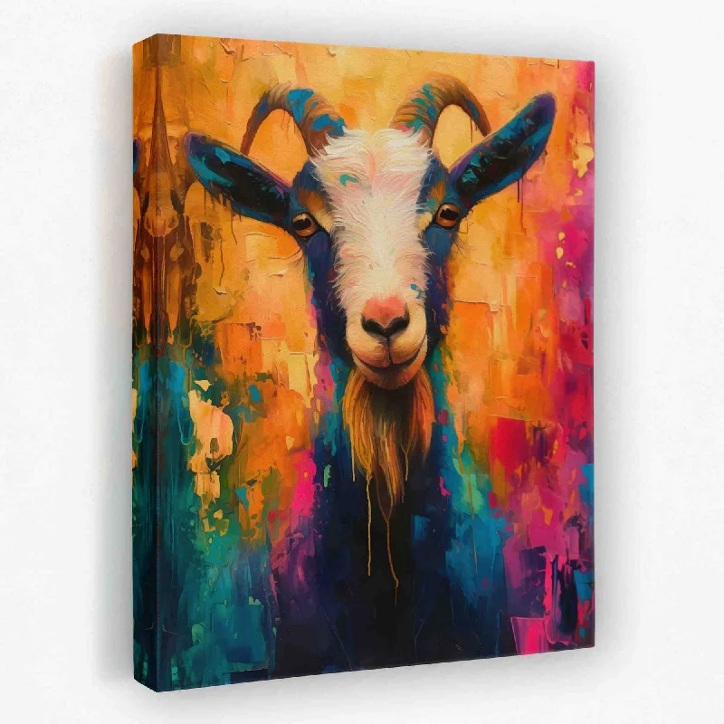 Luxury gold animal wall art for glamour-Rainbow Goat