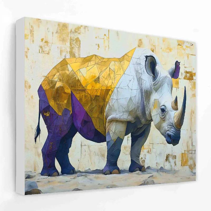 Small luxury geometric wall art for detail-Rhino Standing