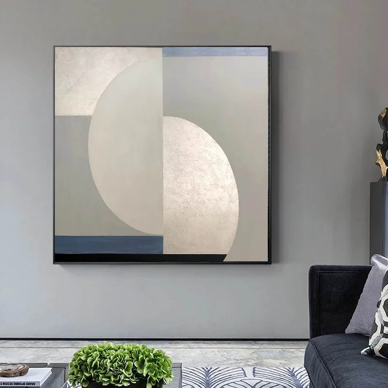 Modern black animal wall art for contrast-Silver Blue Gray Abstract Painting Extra Large Abstract Art Geometric Wall Art Yp019