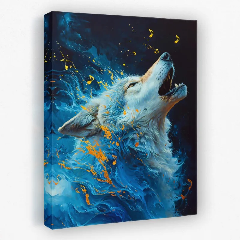 Nature themed animal canvas wall art for wild-Singing Wolf