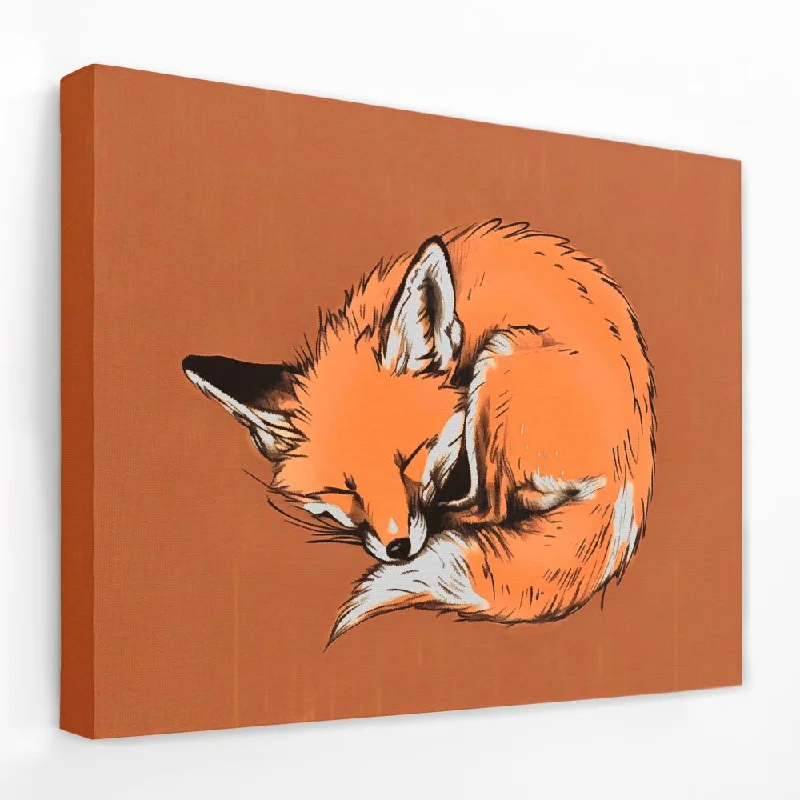 Hand-painted floral geometric wall art for charm-Sleeping Fox