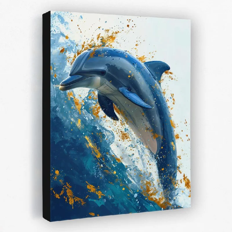 Vintage botanical floral wall art for classic-Splashing Dolphin