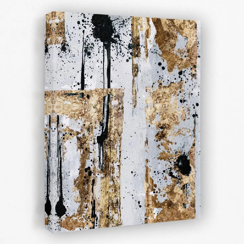 Large abstract canvas wall art for impact-Spots Gold And Black