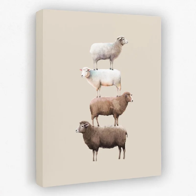 Rustic farmhouse floral wall art for style-Stacked Sheep