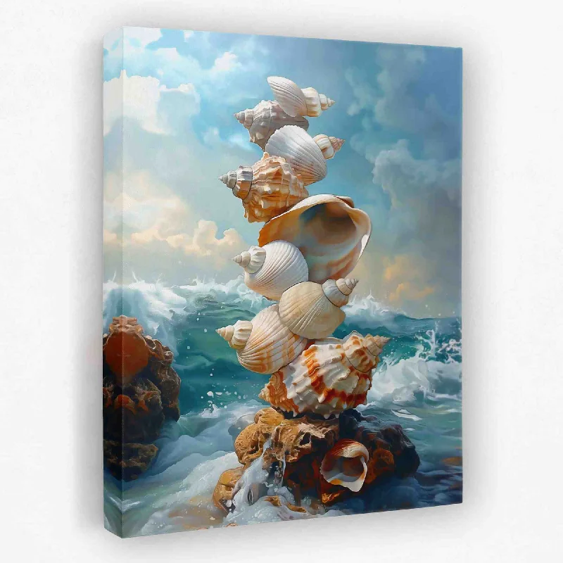 Nature themed animal abstract wall art for wild-Stacking Seashells