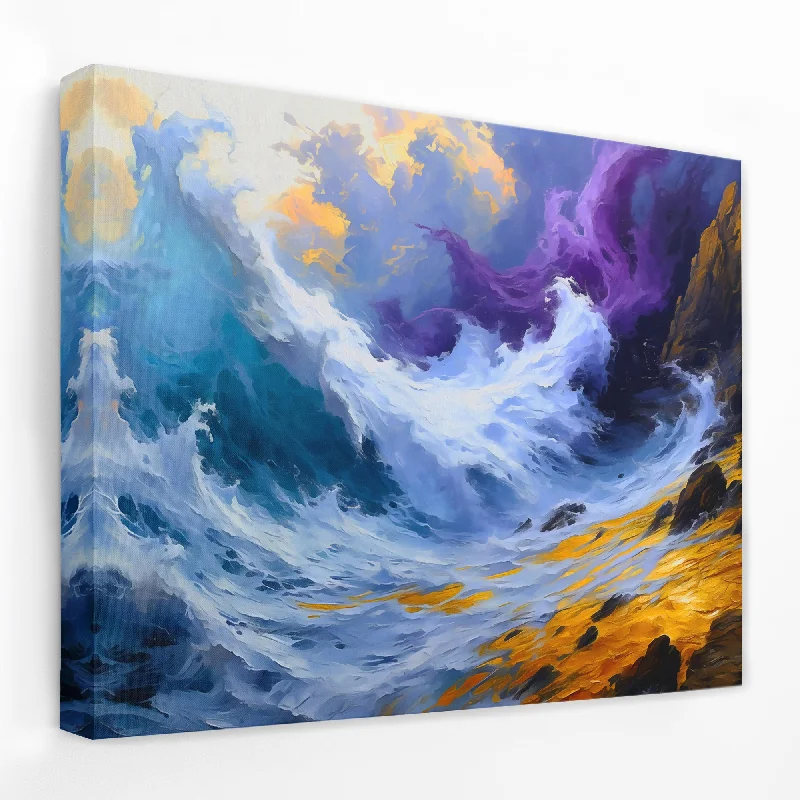 Modern colorful abstract wall art for energy-Stormy Ocean Waves