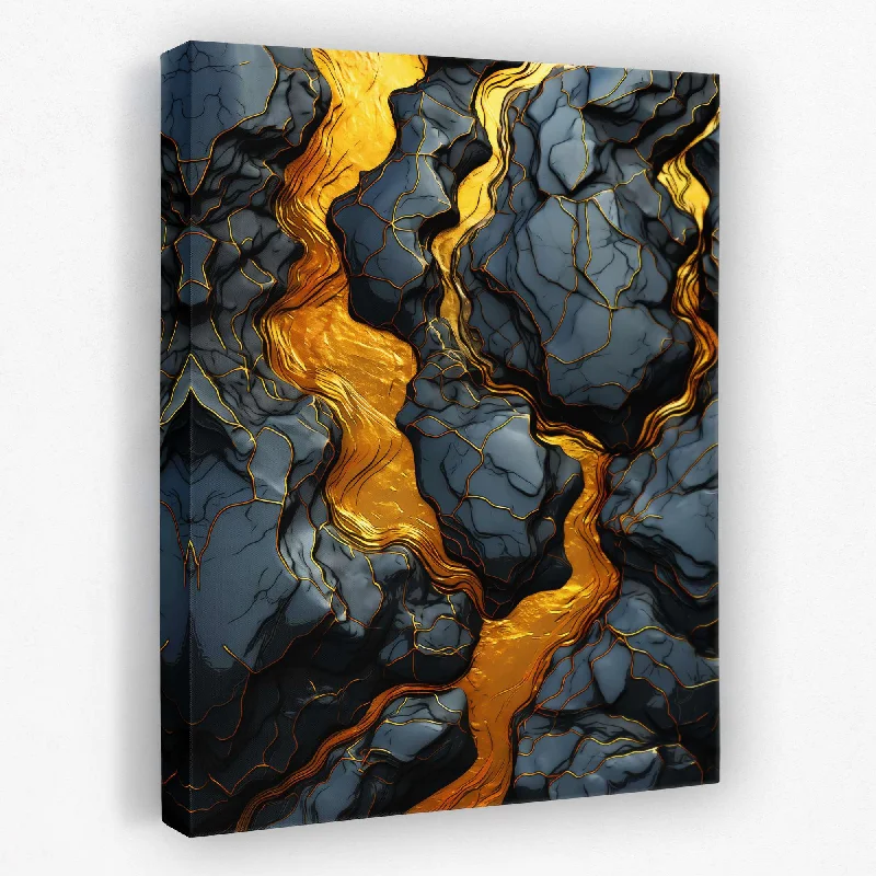 Nature inspired canvas wall art for calm-Streaming Gold