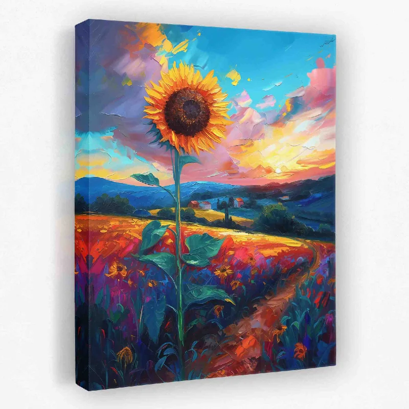 Minimalist white wall art for clean look-Sunflower Field