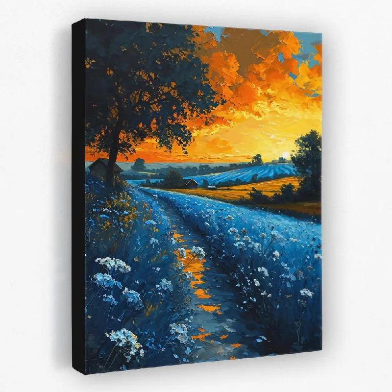 Nature inspired abstract canvas wall art for vibe-Sunset on the Farm