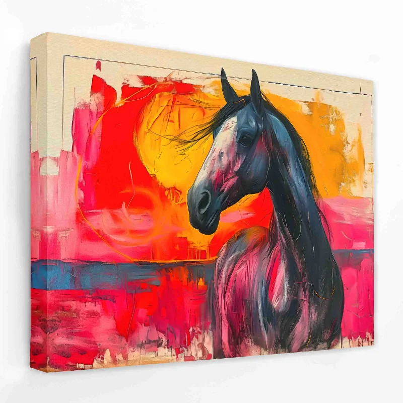 Handmade animal abstract wall art for fun-Sunset Stallion