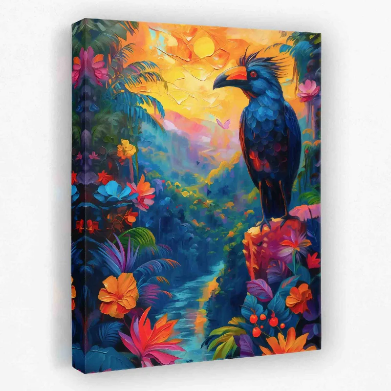 Large modern animal canvas wall art for bold-Tropical Colors