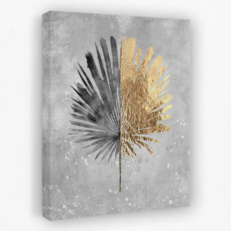 Rustic farmhouse animal canvas wall art for warmth-Tropical Leaf Gold