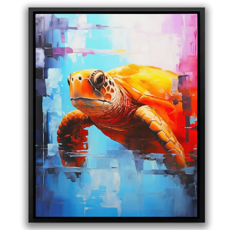 Rustic wooden landscape wall art for depth-Turtle of the Sea