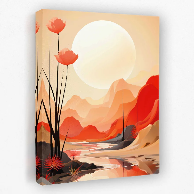 Vintage botanical floral wall art for classic-Vermillion Sky