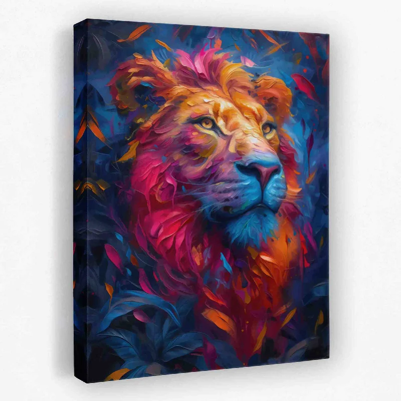 Small luxury abstract wall art for detail-Vibrant Jungle Lion