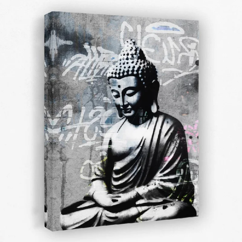 Large floral geometric wall art for drama-Wall Buddha