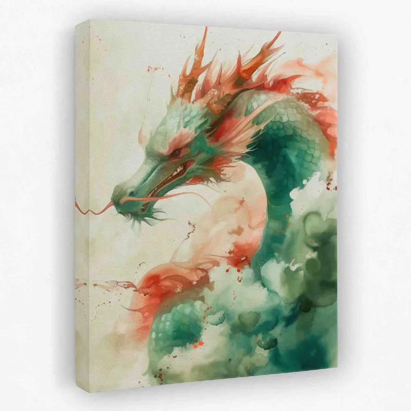 Luxury gold animal wall art for glamour-Watercolor Dragon