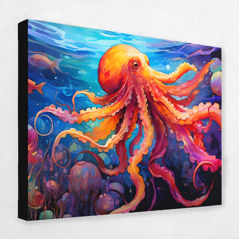 Contemporary blue animal wall art for cool-Watercolor Octopus