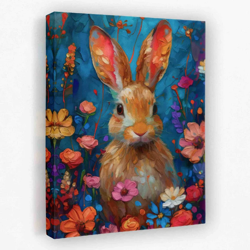 Boho style floral canvas wall art for softness-Watercolor Rabbit