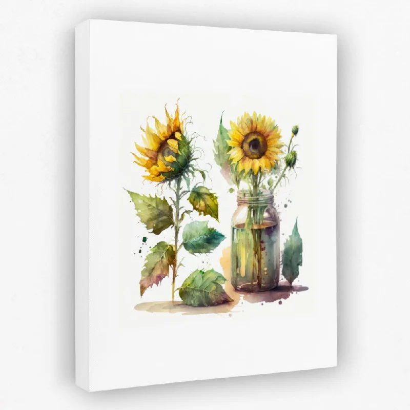 Modern black animal wall art for contrast-Watercolour Sunflowers