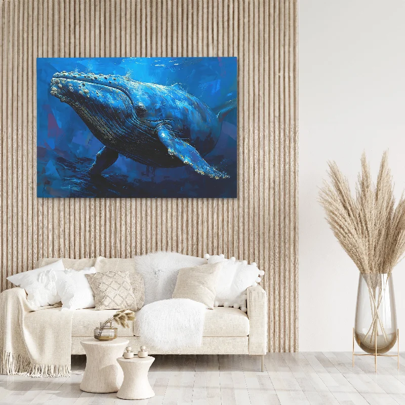 Small geometric animal wall art for subtlety-Whale Sounds