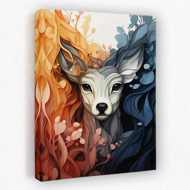 Minimalist black wall art for mantle-White Doe