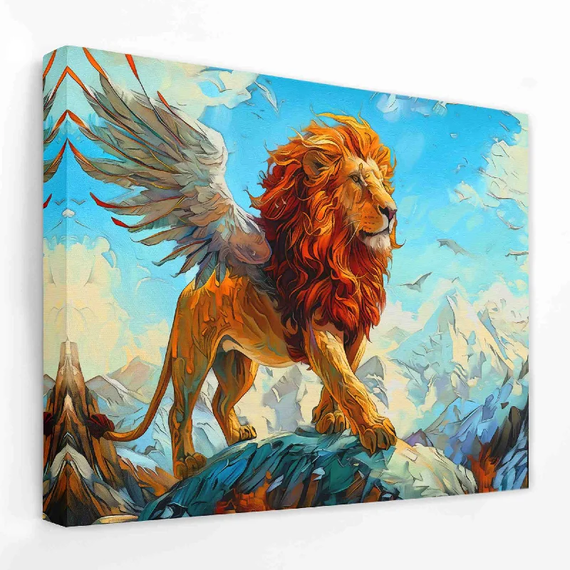 Modern colorful geometric wall art for energy-Winged Lion