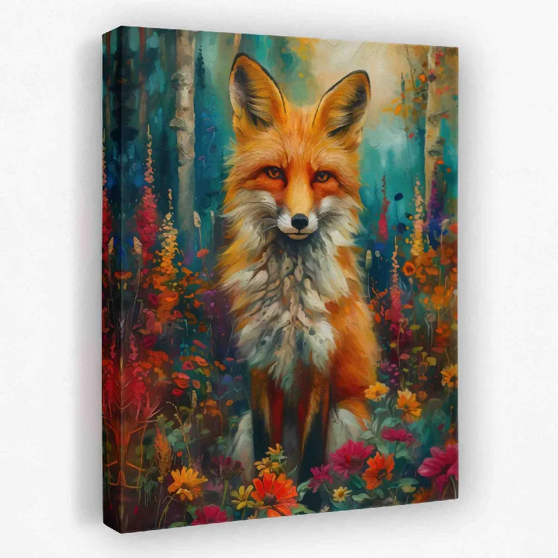 Modern black abstract wall art for contrast-Woodland Fox