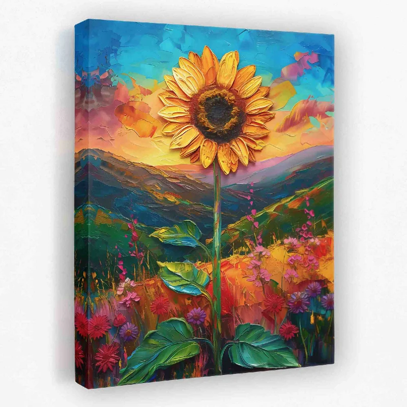 Vintage landscape abstract wall art for depth-Yellow Sunflower